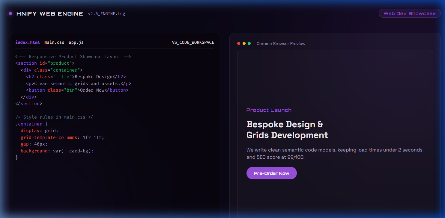 HNify Custom Web Development Platform Workspace
