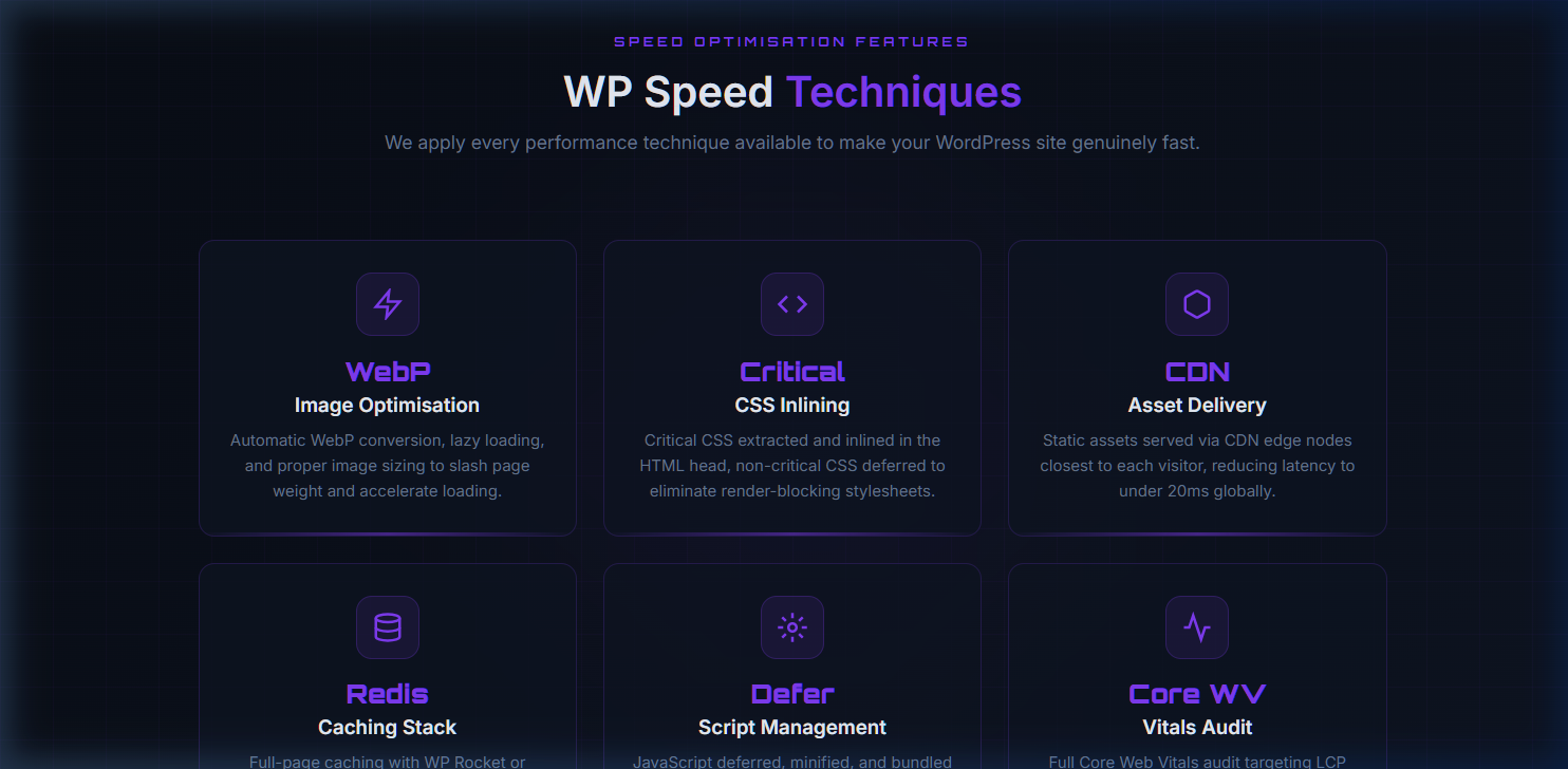 HNify WP Speed Optimisation Techniques — WebP, Cache Stack, Critical CSS
